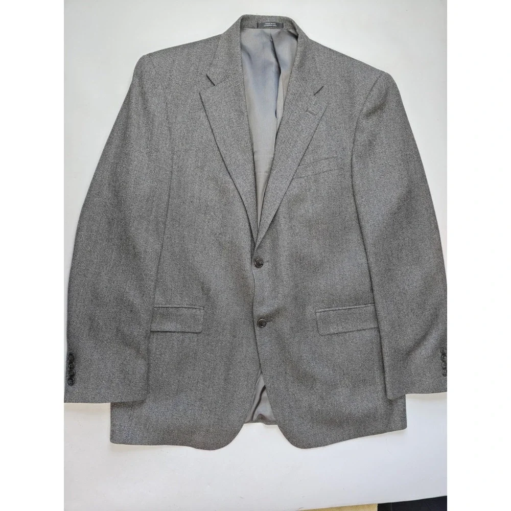 Austin Reed Mens Wool Sports Coat 44R Gray Made in USA 2 Button Blazer